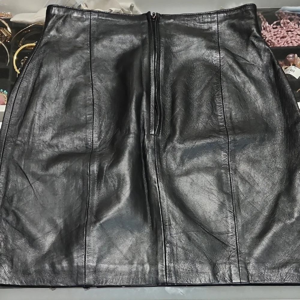 Vintage Wilson Black A-Line Leather Skirt